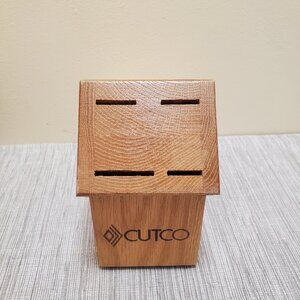 CUTCO Knife Block USA Solid Oak 4 Slot Wooden Knife Holder - Version 1740